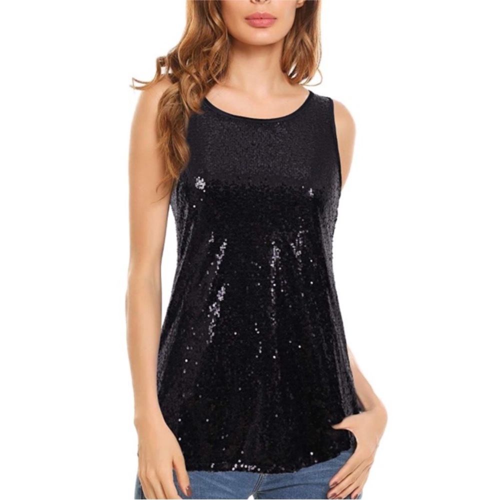 NWT Black Sequin Sleeveless Tank Top